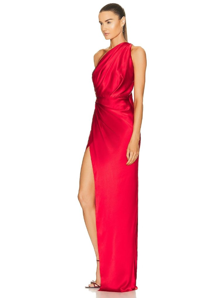 The Sei For Fwrd Womens Drape Gown In Scarlet 10 New Long Maxi Dress — image 3 of 8